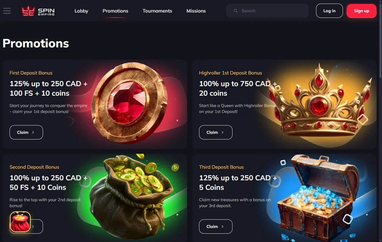 Selección juegos y proveedores en SpinEmpire Casino España