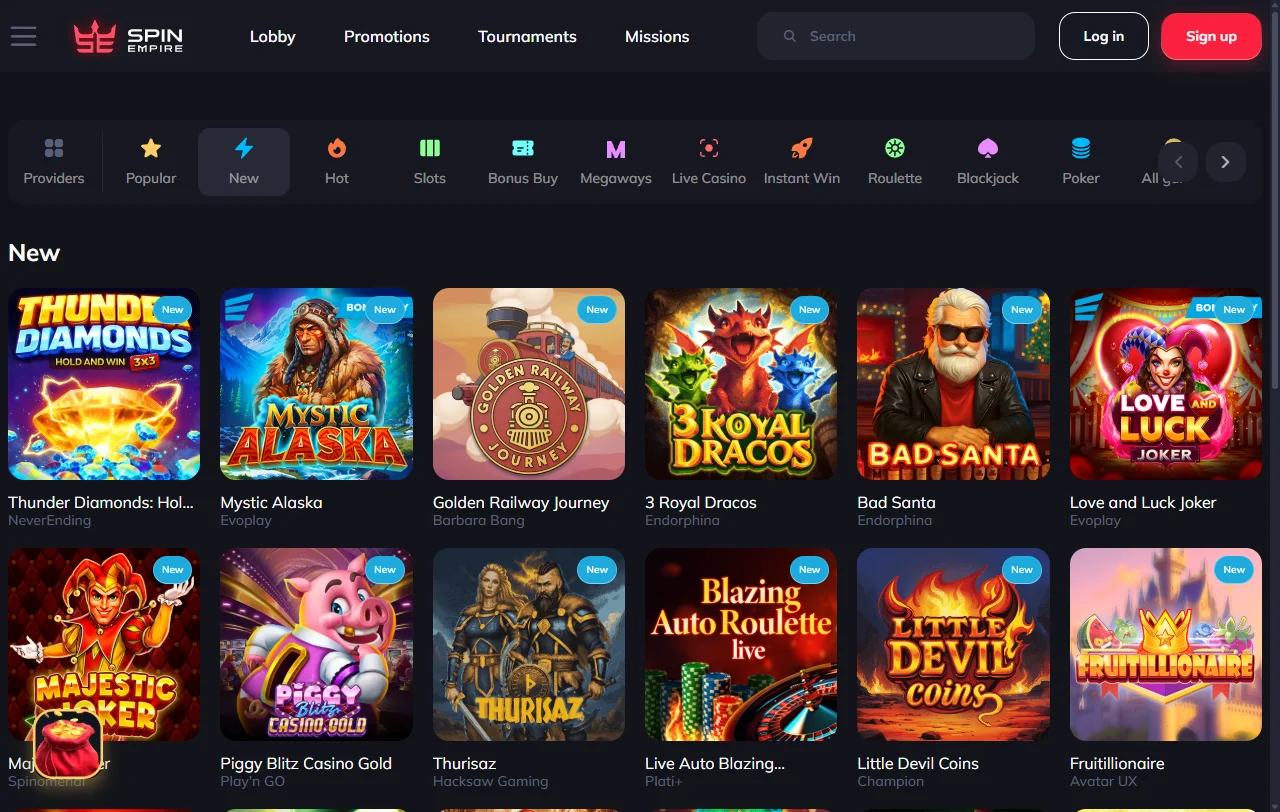 Promociones y bonos disponibles SpinEmpire Casino España