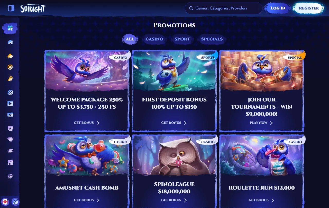 Bonos bienvenida promociones Spinight Casino España