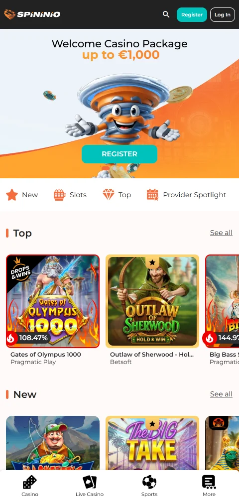 Juego móvil accesibilidad Spininio Casino España smartphone