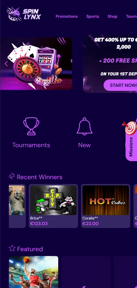 Experiencia móvil de Spinlynx Casino para jugar desde cualquier dispositivo