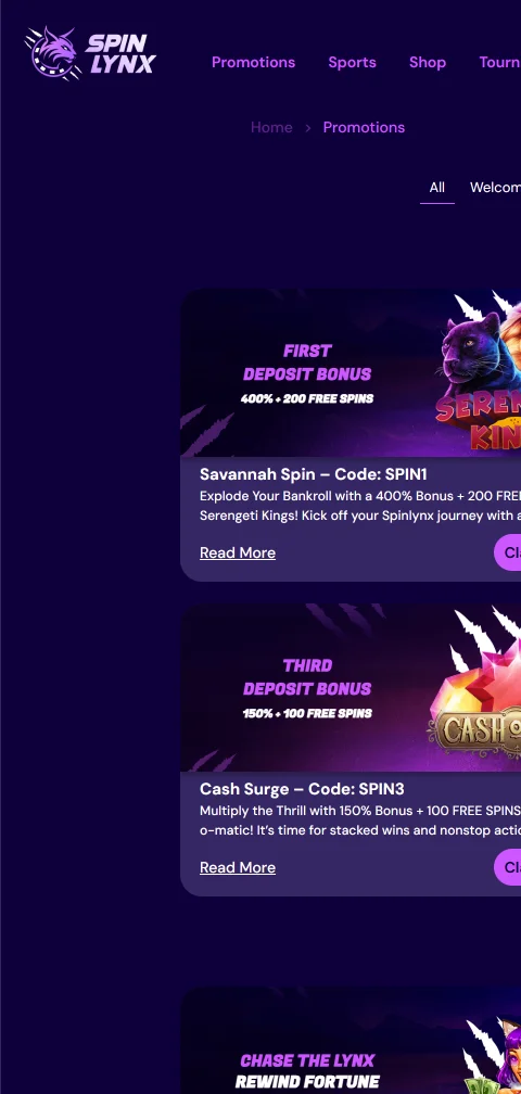 Métodos de pago y retiradas en Spinlynx Casino