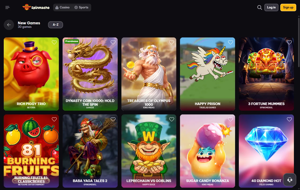 Bonos, promociones y condiciones de Spinmacho Casino