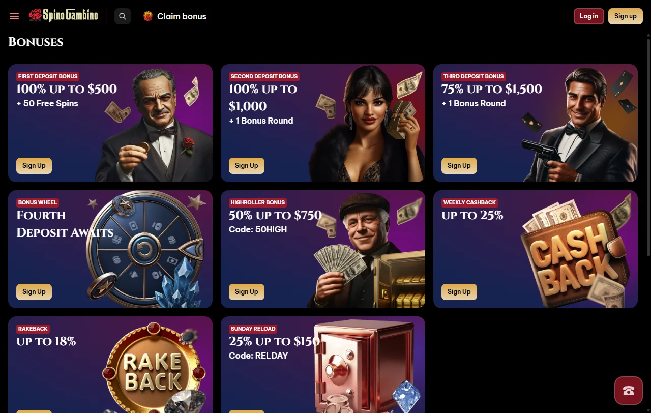 Spinogambino Casino catálogo de juegos y tragaperras destacadas