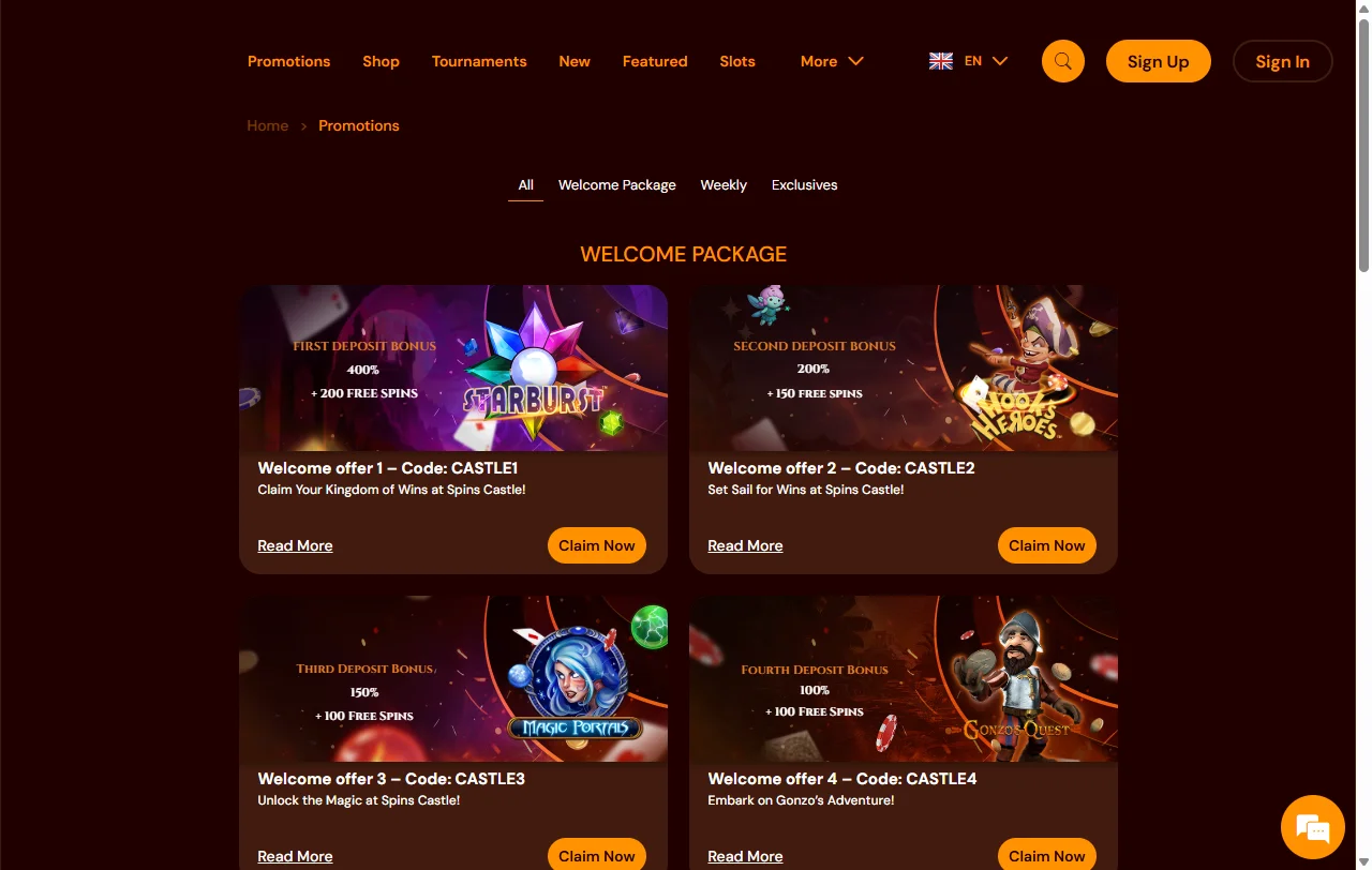 Spins Castle Casino juegos online, proveedores y oferta de entretenimiento