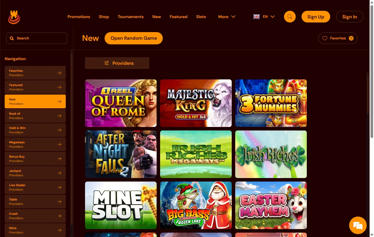 Spins Castle Casino bonos, promociones y condiciones de bienvenida