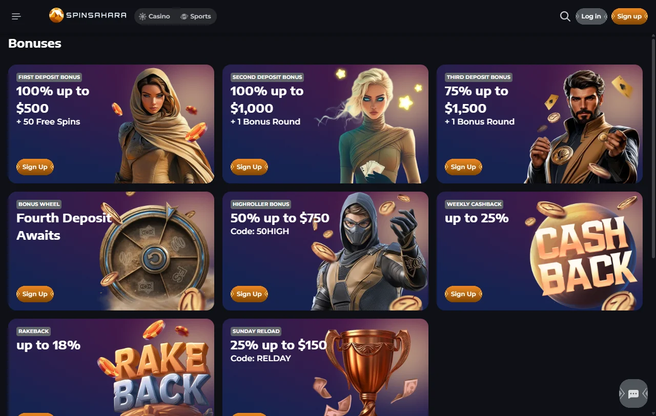 Selección juegos y proveedores en SpinSahara Casino España