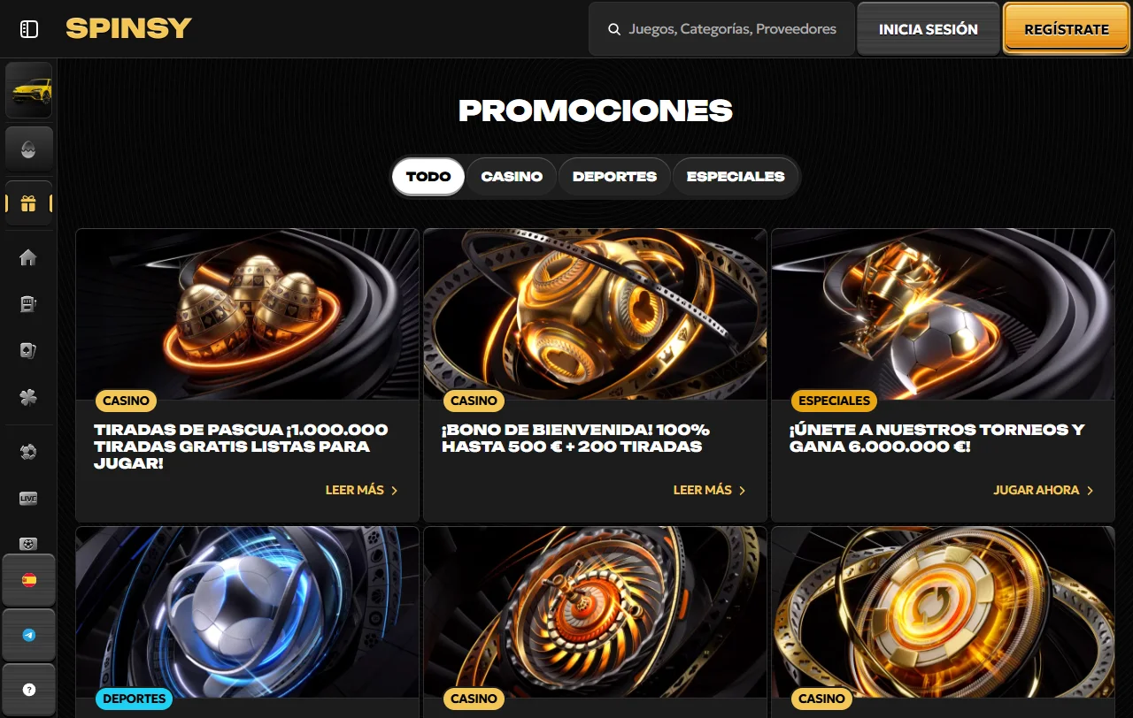 Slots tragaperras y juegos disponibles Spinsy casino España