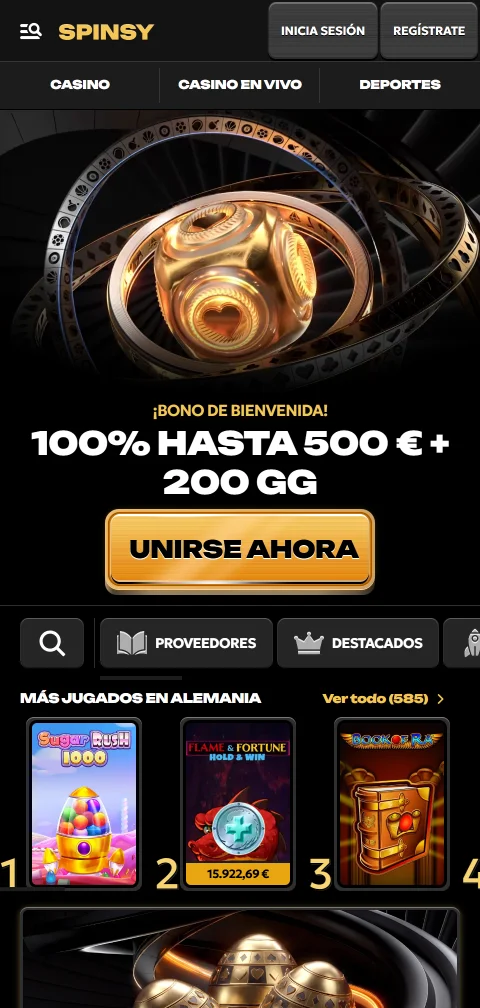 Spinsy casino España experiencia gaming móvil España