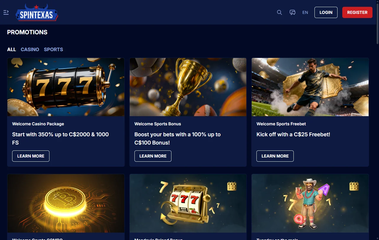 Promociones y bonos bienvenida Spintexas Casino España
