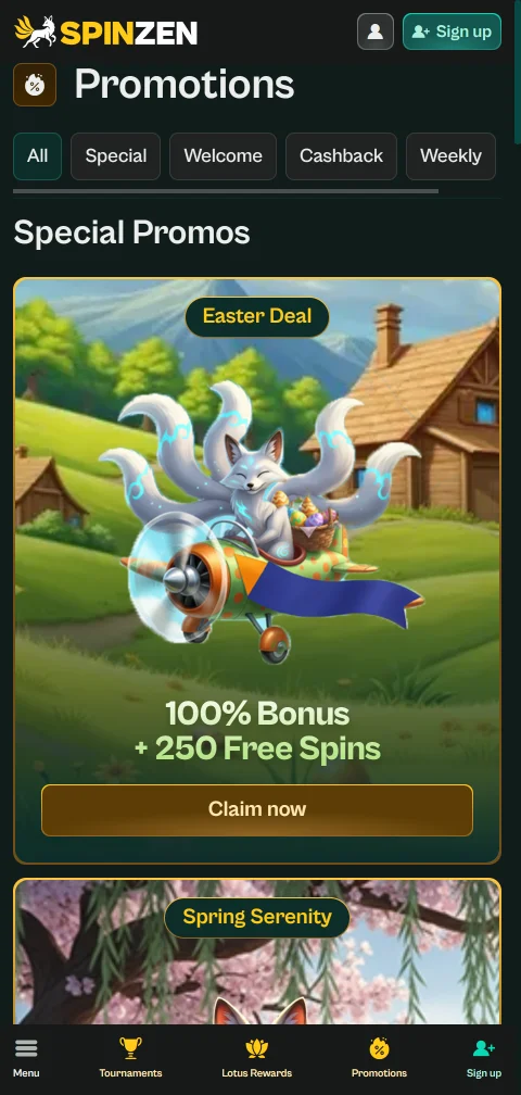 Métodos depósitos retiros en Spinzen Casino España