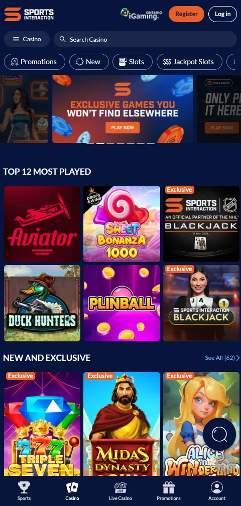 Depósitos retiros métodos pago Sports Interaction Casino España