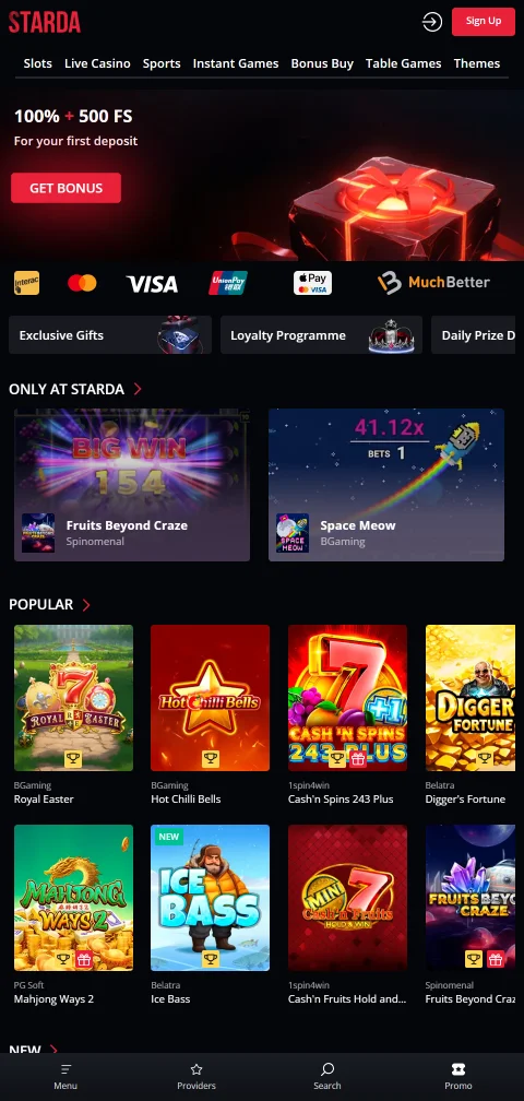 Starda Casino experiencia móvil en iOS y Android