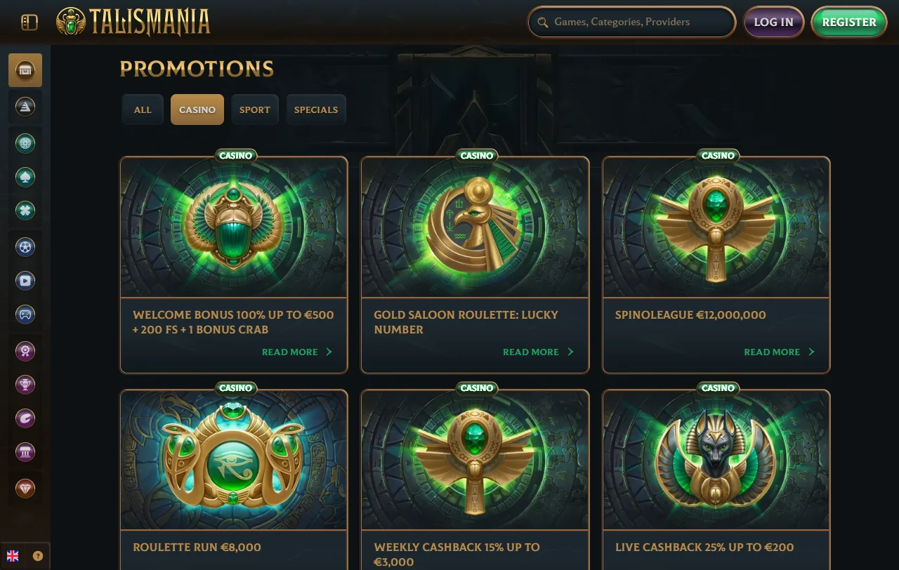 Selección juegos y proveedores Talismania casino España destacados
