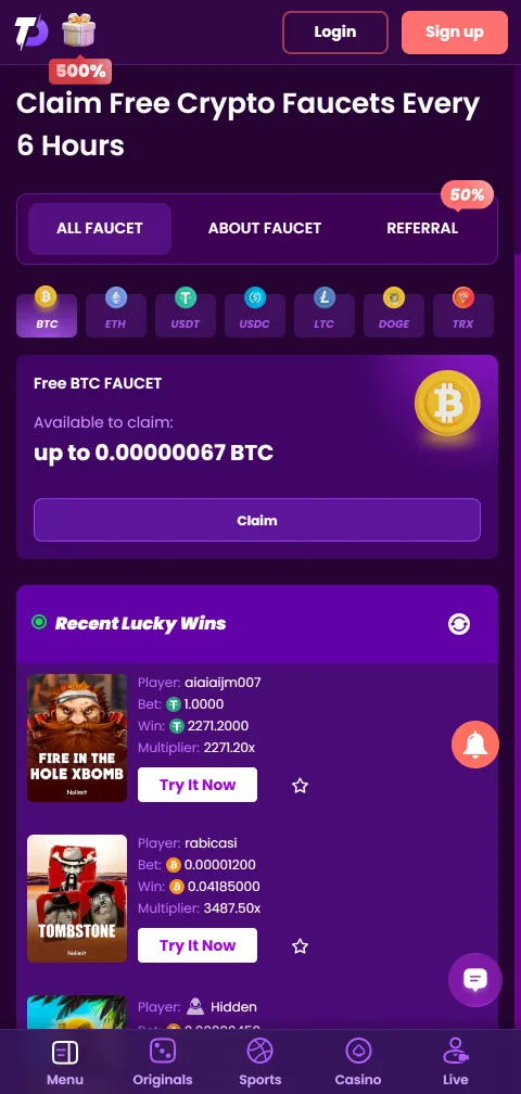 Depósitos, retiros y pagos disponibles en Trust Dice casino