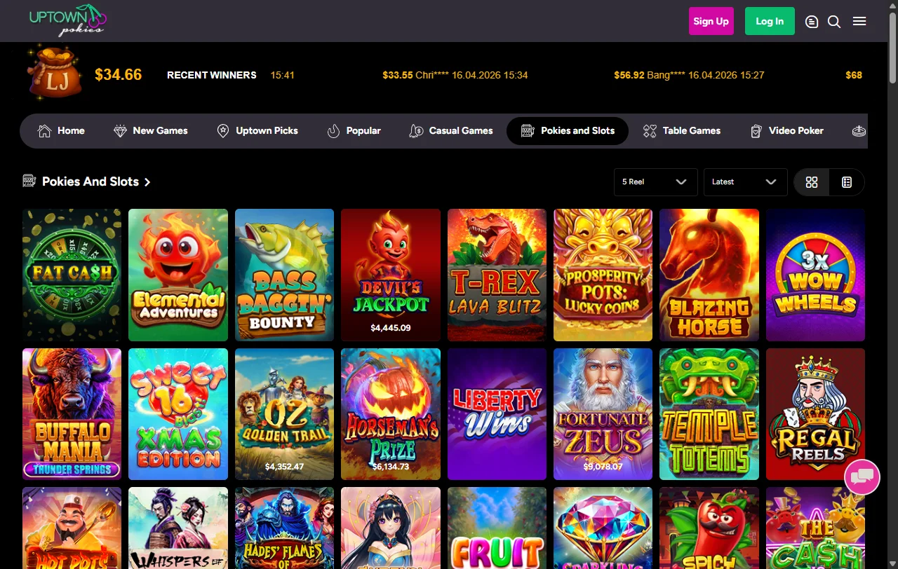 Catálogo slots y juegos Uptown Pokies Casino España destacados