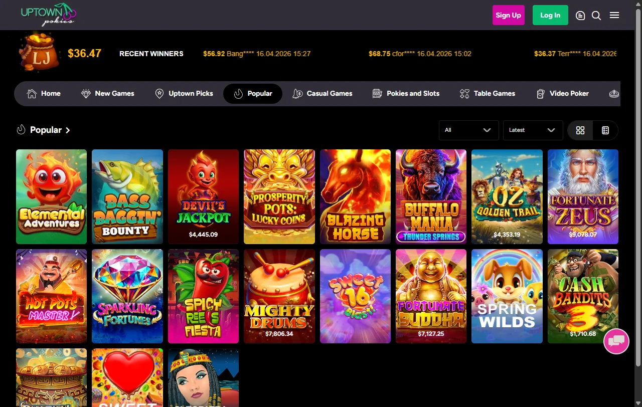 Bonos promociones Uptown Pokies Casino España paquete bienvenida