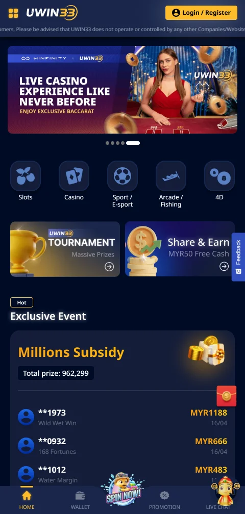 Juego móvil responsive Uwin33 Casino España accesible