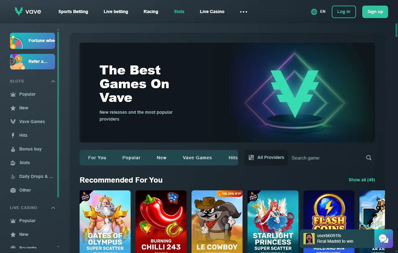 Vave casino bonos promociones y condiciones de acceso