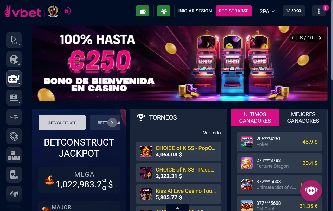 Promociones bonos bienvenida Vbet casino España