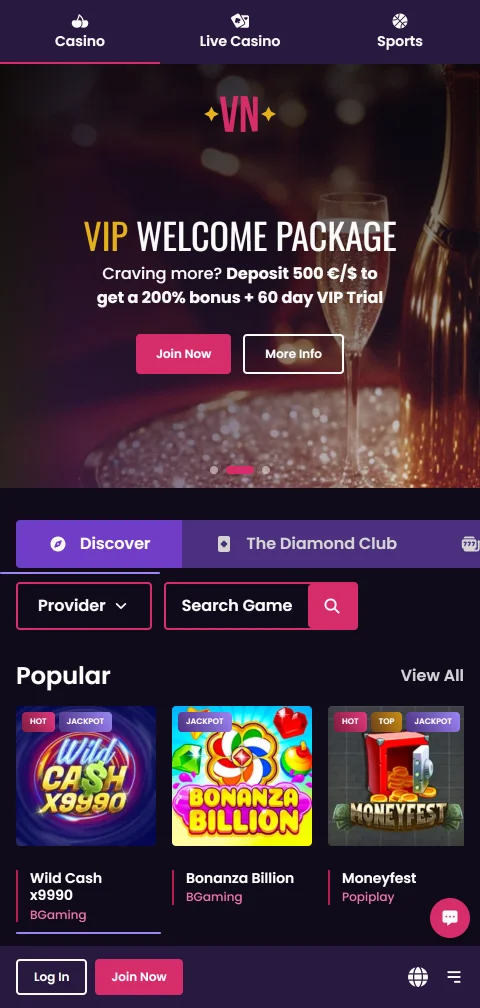 VegasNow Casino experiencia móvil y acceso desde smartphone