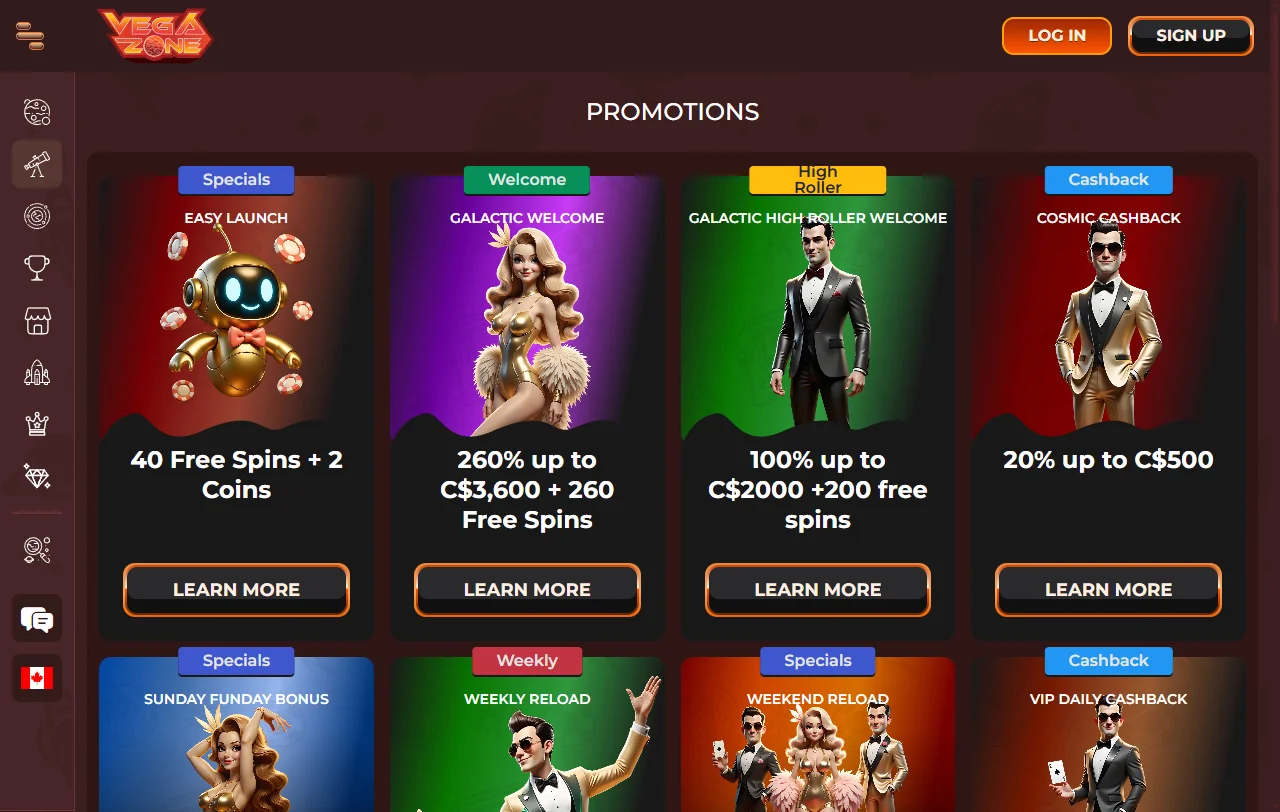Bonos bienvenida promociones VegaZone Casino España