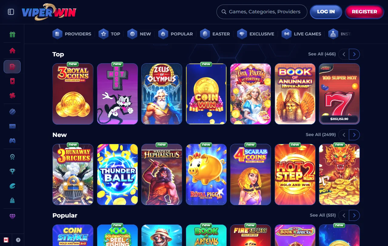 ViperWin Casino juegos de mesa, slots y proveedores destacados