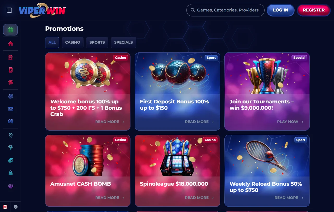 ViperWin Casino promociones de bienvenida y condiciones promocionales