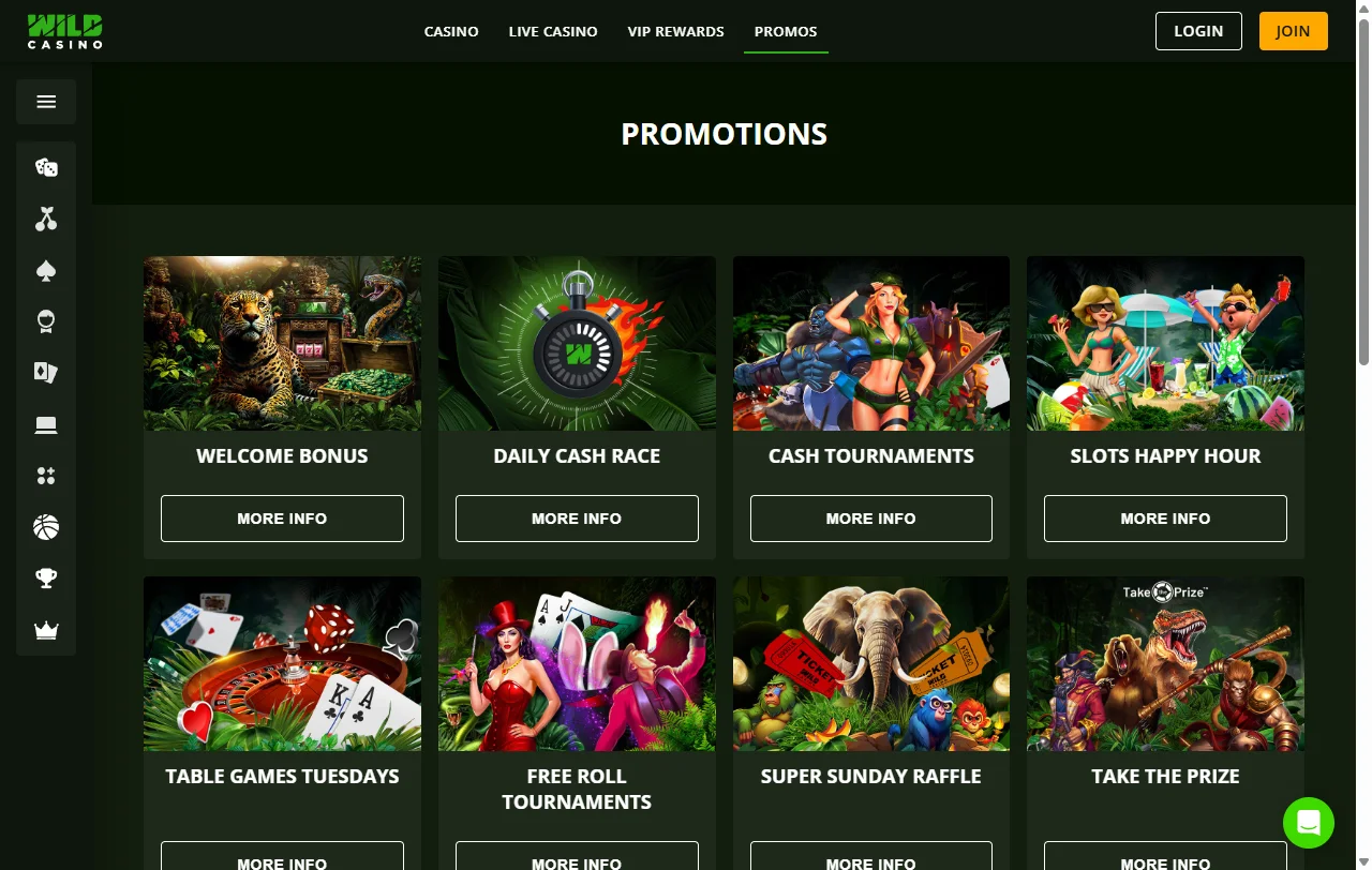 Slots tragaperras y juegos disponibles Wild Casino España