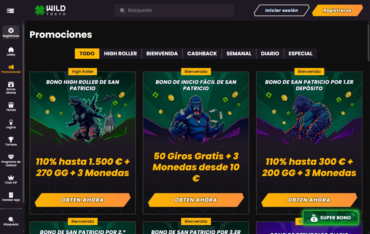 Catálogo de juegos en Wild Tokyo casino España con 5,000+ títulos de proveedores premium