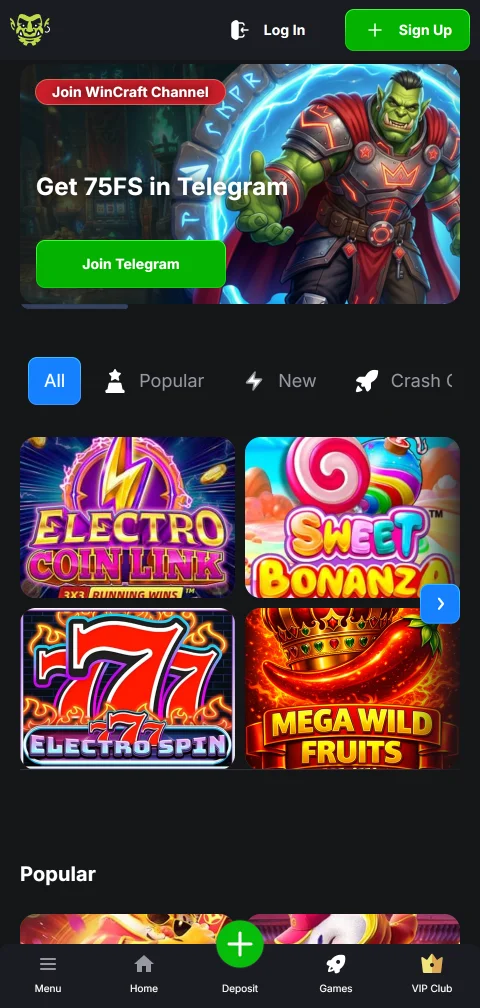 WinCraft Casino acceso móvil y experiencia en navegador