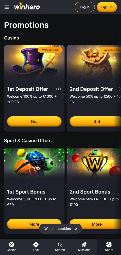 Winhero Casino métodos de pago y retiradas para España
