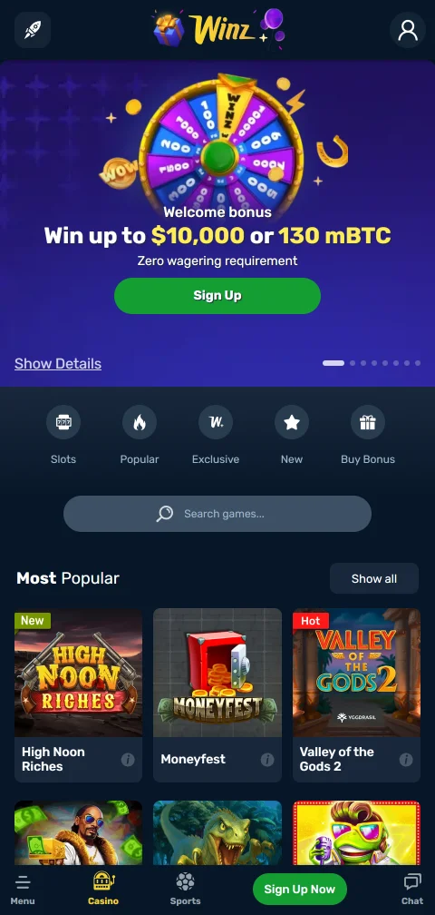 Winz casino en móvil con acceso adaptable
