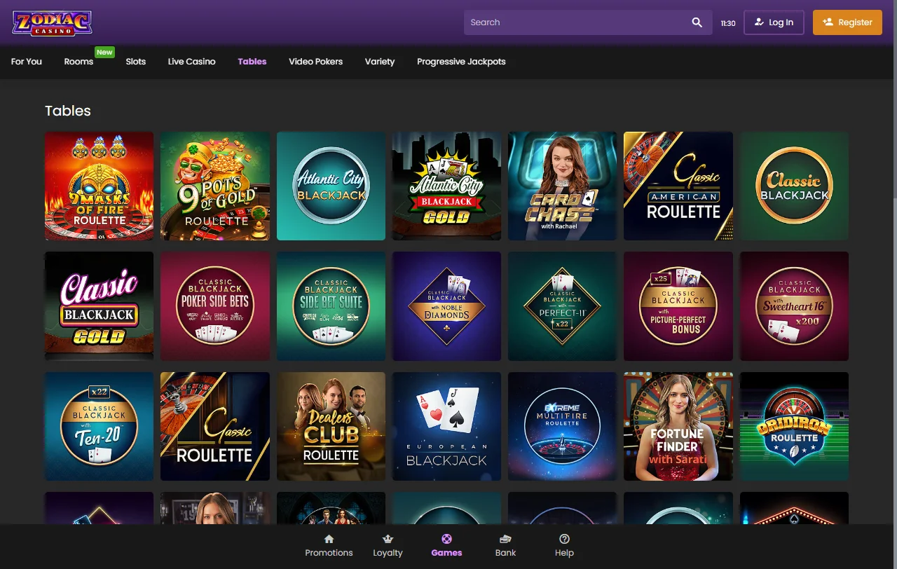 Zodiac Casino juegos y tragaperras con variedad de proveedores