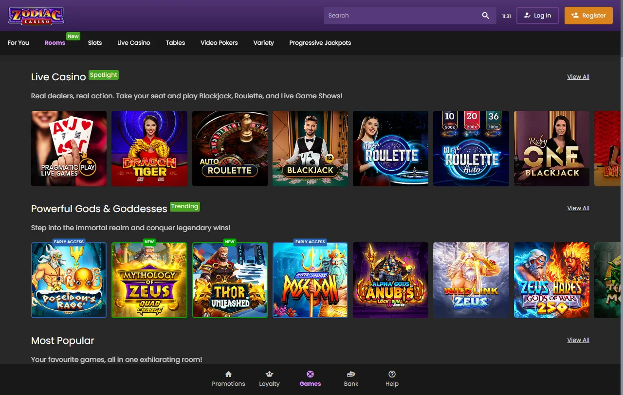 Zodiac Casino bonos de bienvenida y promociones destacadas