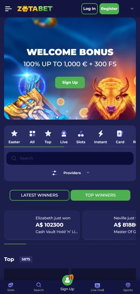 Gaming móvil responsive ZotaBet casino España